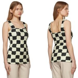 NANUSHKA Cadao Tank Top Dribbled ribbon creme/beige & black sz S